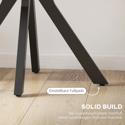 Dining Table 78 x 78 cm Round Kitchen Table for 2 Persons Dining Table with Spider Steel Frame Coffee Table for Kitchen, Dining Room and Living Room Black