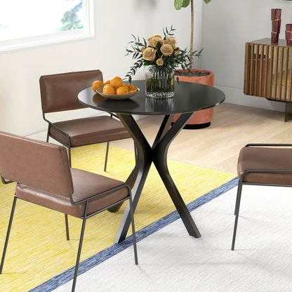 Dining Table 78 x 78 cm Round Kitchen Table for 2 Persons Dining Table with Spider Steel Frame Coffee Table for Kitchen, Dining Room and Living Room Black