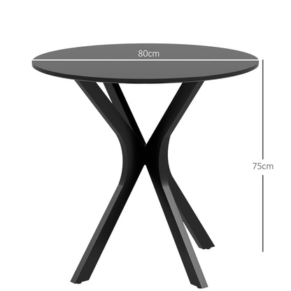 Dining Table 78 x 78 cm Round Kitchen Table for 2 Persons Dining Table with Spider Steel Frame Coffee Table for Kitchen, Dining Room and Living Room Black