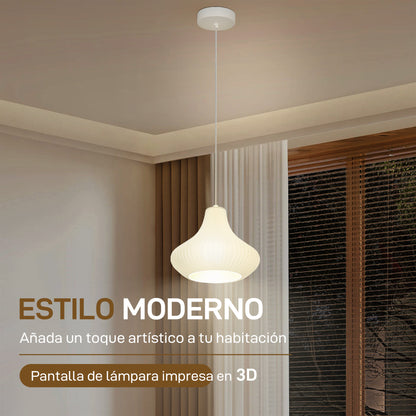 Modern Hanging Lamp Ceiling Lamp E27 with 3D Printed Shade Lighting for Dining Room Kitchen Living Room Bar Restaurant White