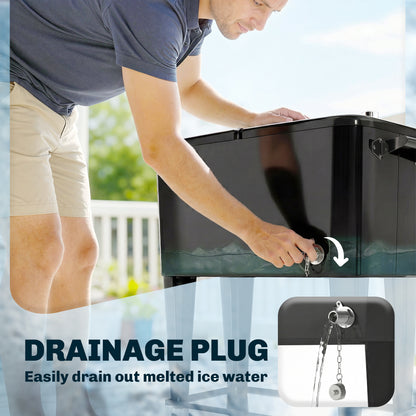 76-Liter Cooler Cart with Shelf, Drain, Wheels, Steel Bottle Opener & Cap Catcher — Black Outdoor Cooler
