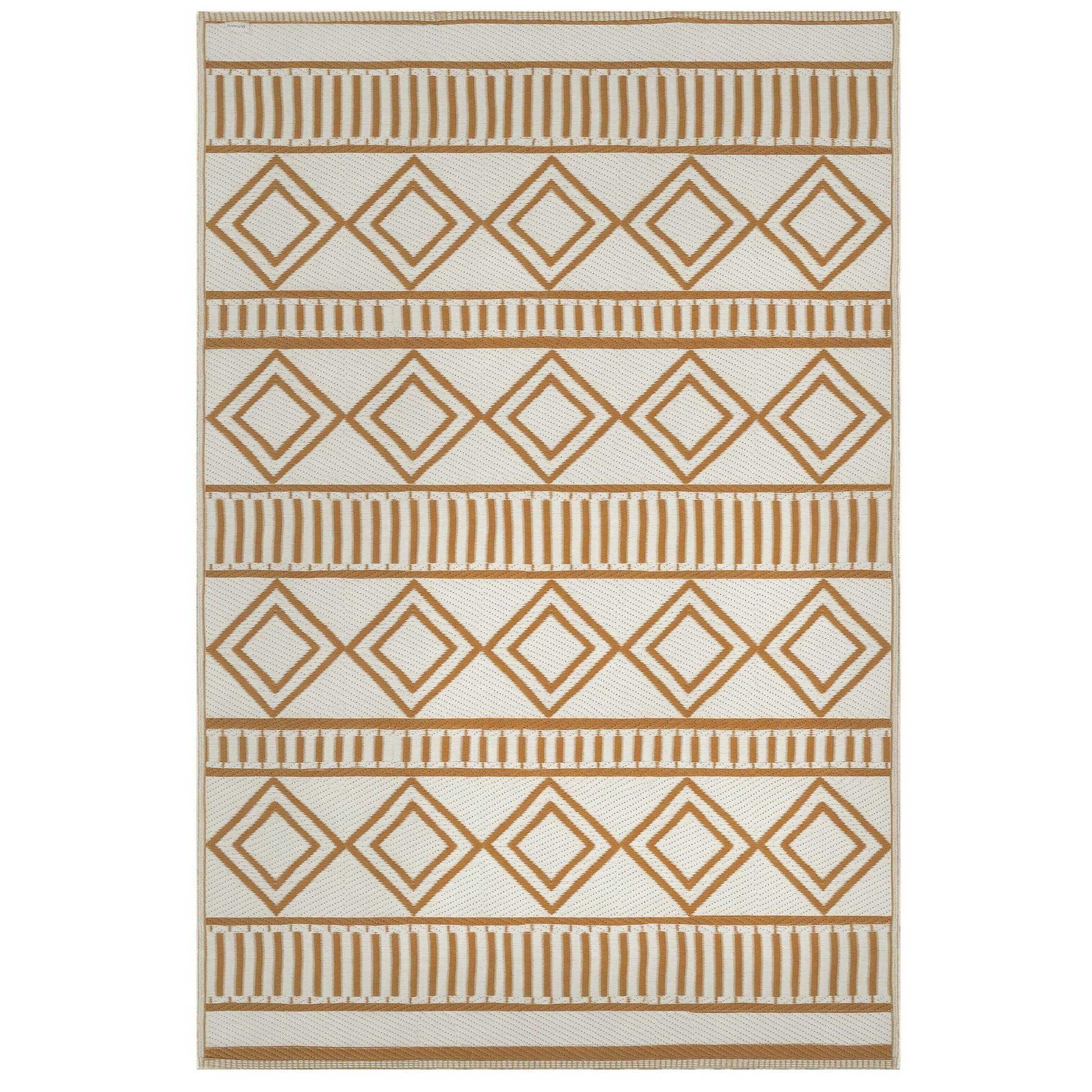 Plastic Outdoor Carpet, Waterproof Balcony Carpet, for Garden, Camping, Coffee+Cream, 121 x 182 cm