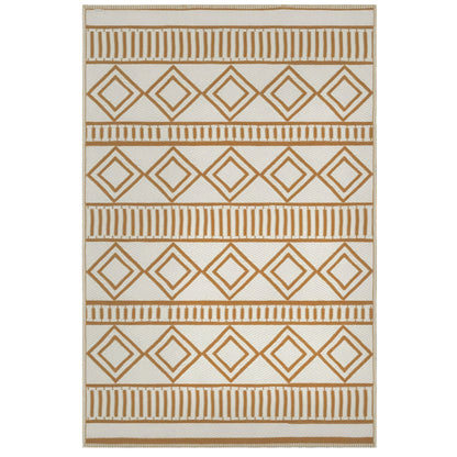Plastic Outdoor Carpet, Waterproof Balcony Carpet, for Garden, Camping, Coffee+Cream, 121 x 182 cm