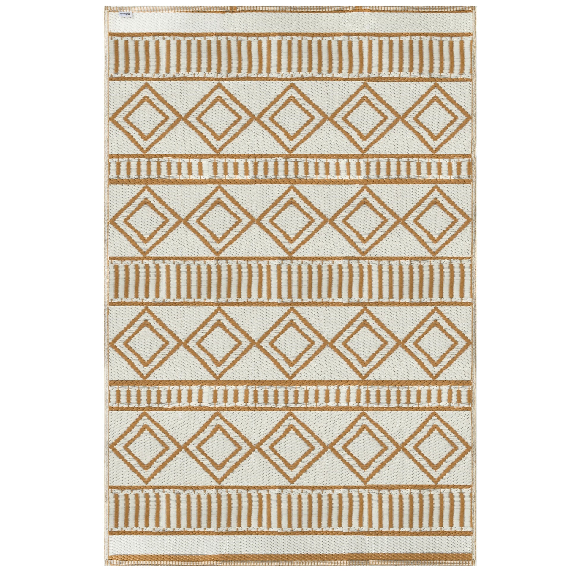 Plastic Outdoor Carpet, Waterproof Balcony Carpet, for Garden, Camping, Coffee+Cream, 121 x 182 cm