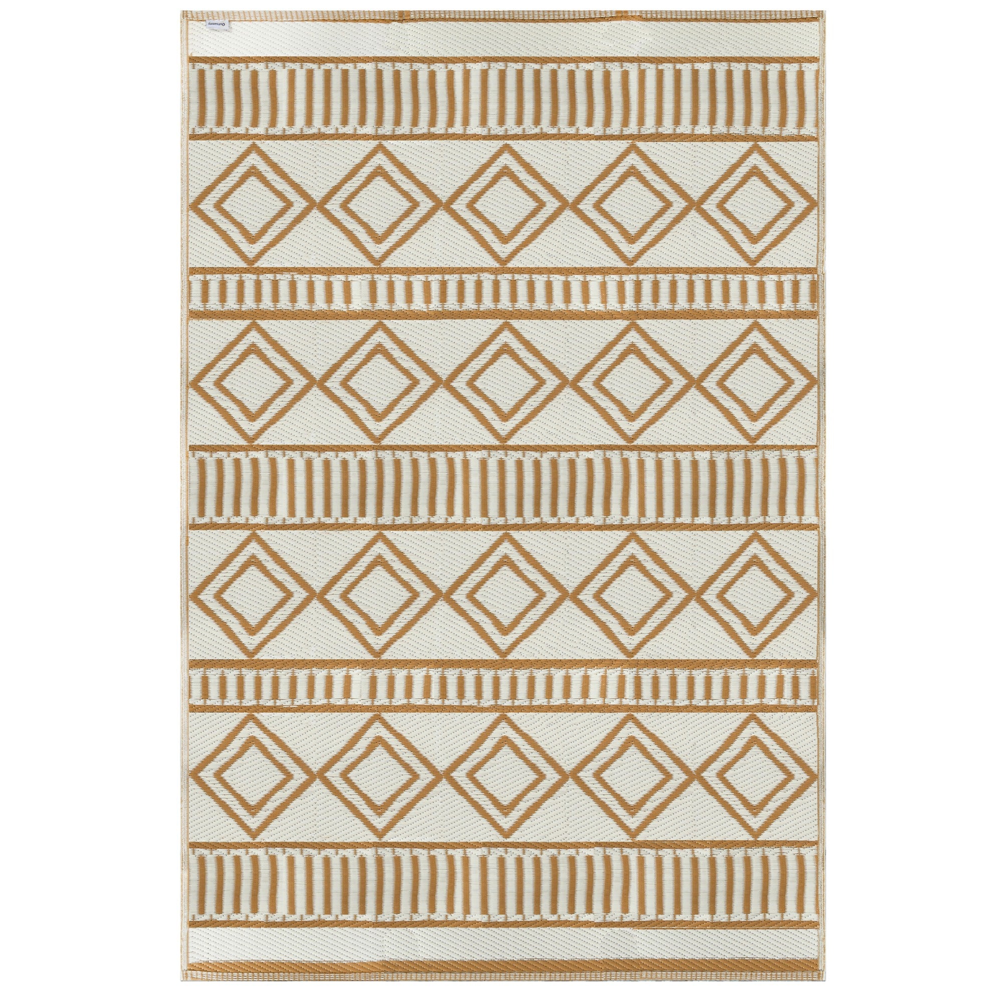 Plastic Outdoor Carpet, Waterproof Balcony Carpet, for Garden, Camping, Coffee+Cream, 121 x 182 cm