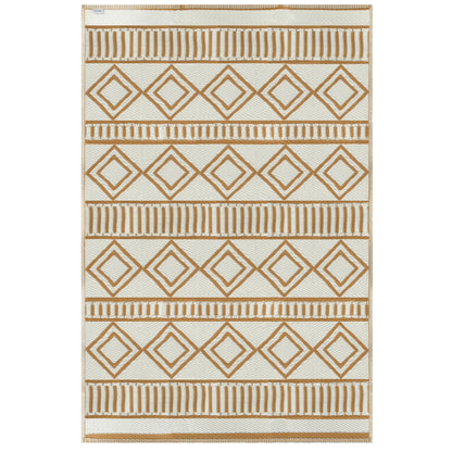 Plastic Outdoor Carpet, Waterproof Balcony Carpet, for Garden, Camping, Coffee+Cream, 121 x 182 cm