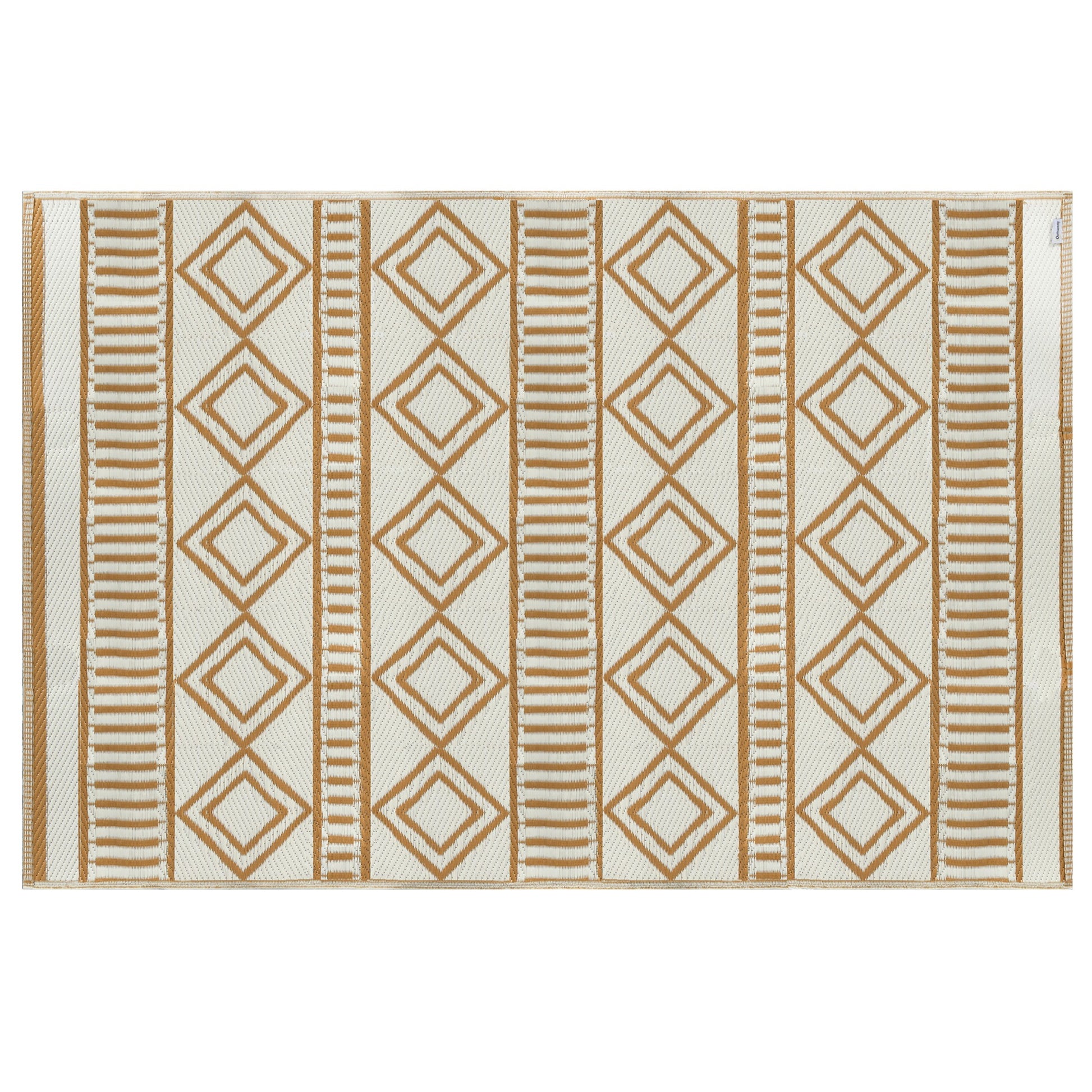 Plastic Outdoor Carpet, Waterproof Balcony Carpet, for Garden, Camping, Coffee+Cream, 121 x 182 cm
