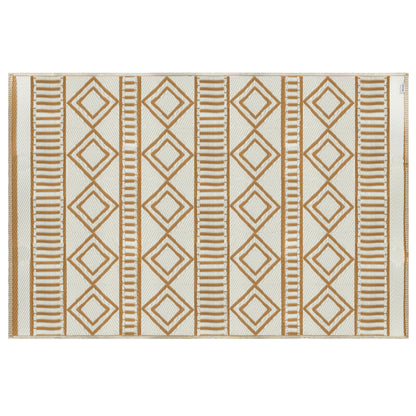 Plastic Outdoor Carpet, Waterproof Balcony Carpet, for Garden, Camping, Coffee+Cream, 121 x 182 cm