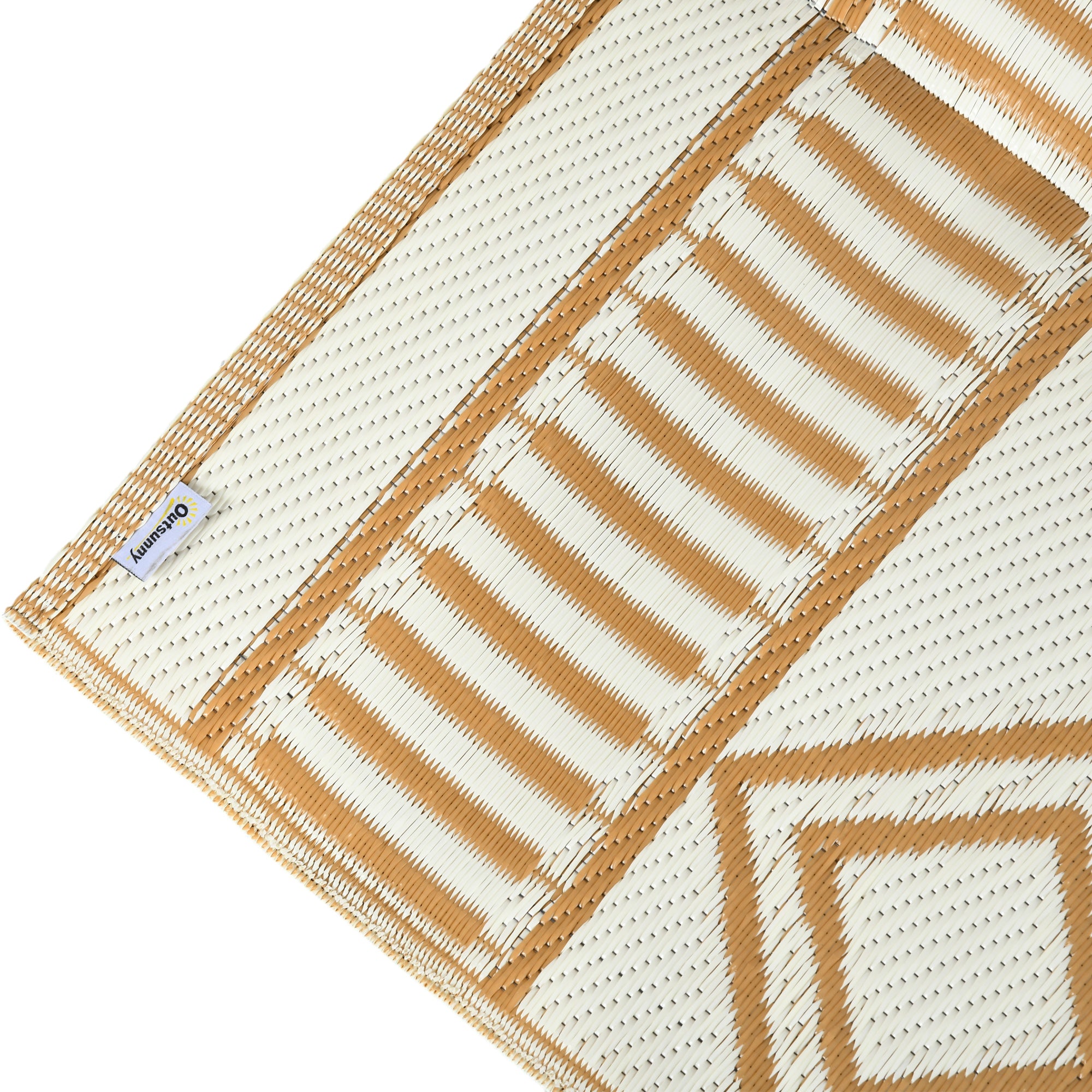 Plastic Outdoor Carpet, Waterproof Balcony Carpet, for Garden, Camping, Coffee+Cream, 121 x 182 cm