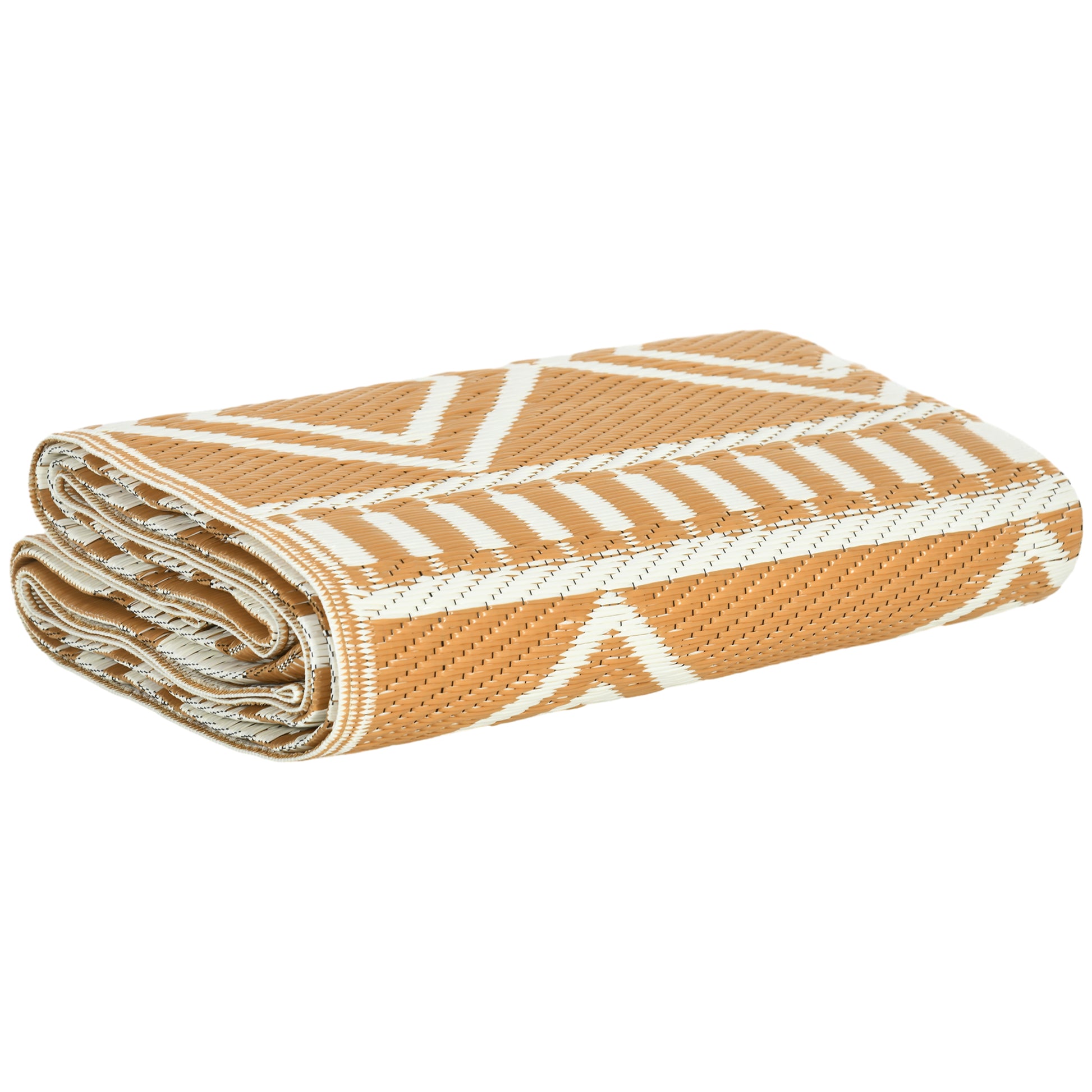 Plastic Outdoor Carpet, Waterproof Balcony Carpet, for Garden, Camping, Coffee+Cream, 121 x 182 cm