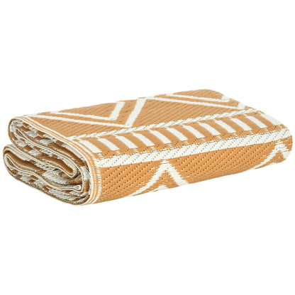 Plastic Outdoor Carpet, Waterproof Balcony Carpet, for Garden, Camping, Coffee+Cream, 121 x 182 cm