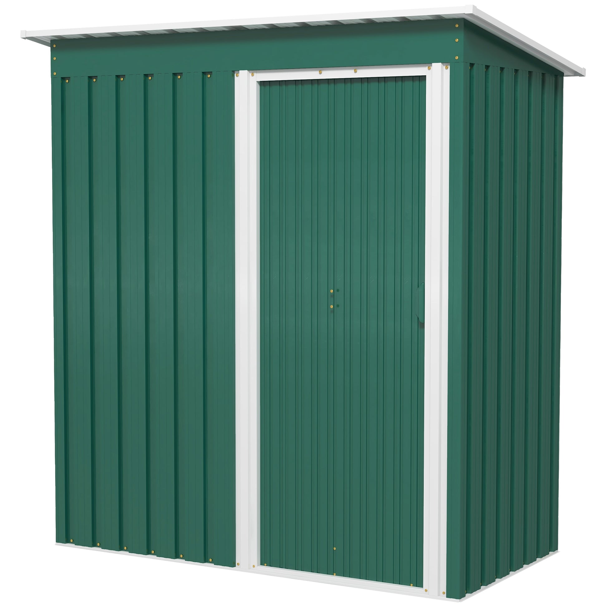 Garden Shed 1.16m² 163x89x182 cm Outdoor Metal Garden Shed with Sliding Door and Sloped Roof Outdoor Cabinet for Garden Terrace Patio Green
