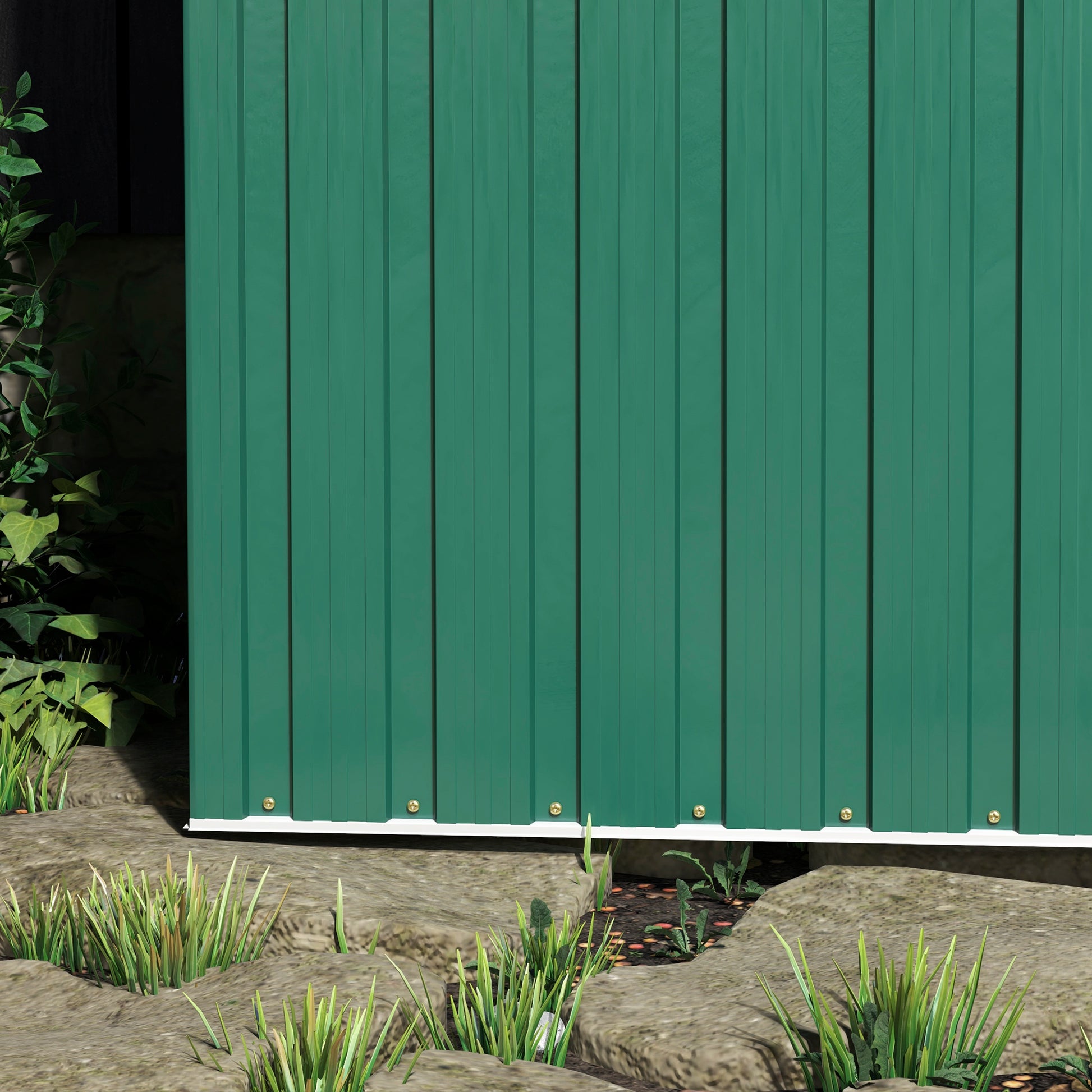 Garden Shed 1.16m² 163x89x182 cm Outdoor Metal Garden Shed with Sliding Door and Sloped Roof Outdoor Cabinet for Garden Terrace Patio Green