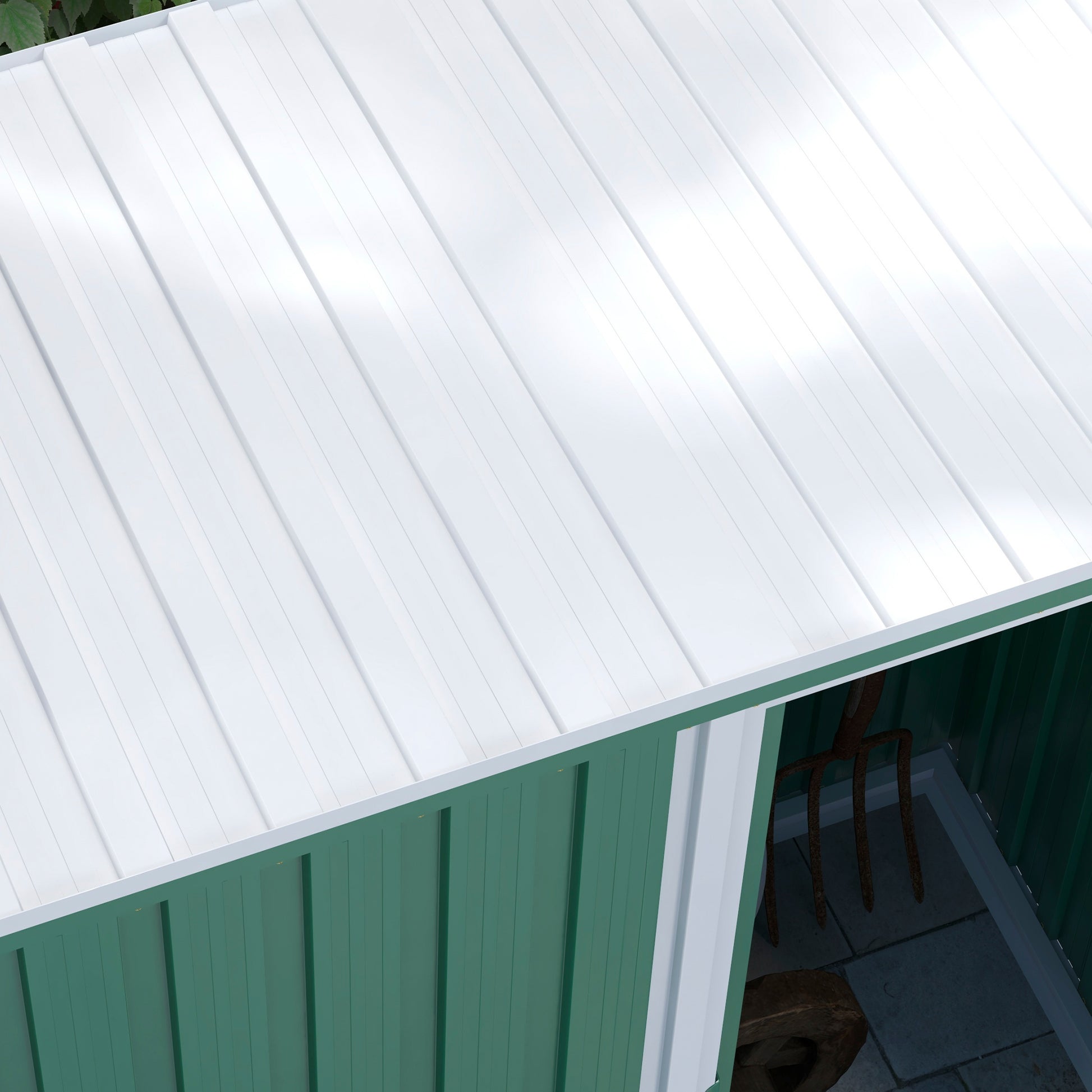 Garden Shed 1.16m² 163x89x182 cm Outdoor Metal Garden Shed with Sliding Door and Sloped Roof Outdoor Cabinet for Garden Terrace Patio Green