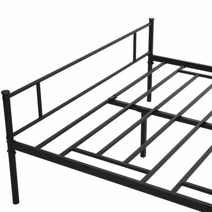 Steel Double Bed Frame 145x211x106cm, Integrated Slats and Headboard, Underbed Storage, Black