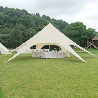 XXL Garden Star Tent Rainproof Shade Sail Camping Canvas 10 x 10 x 4 m High Density 210D Waterproof Beige