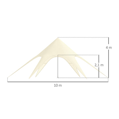 XXL Garden Star Tent Rainproof Shade Sail Camping Canvas 10 x 10 x 4 m High Density 210D Waterproof Beige