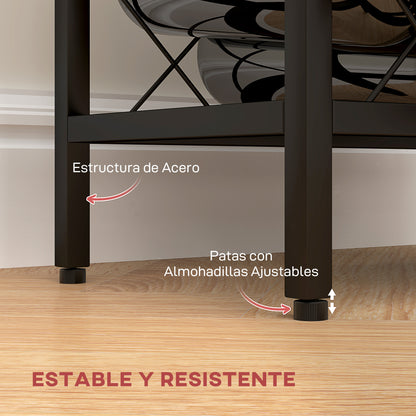 Wine Rack for 10 Bottles Wine Rack with Tempered Glass Top and Steel Frame for Living Room Dining Room 41x22x41 cm Black