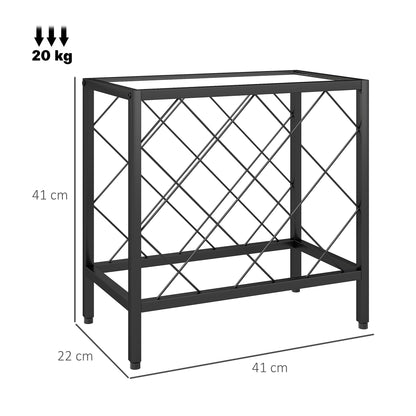 Wine Rack for 10 Bottles Wine Rack with Tempered Glass Top and Steel Frame for Living Room Dining Room 41x22x41 cm Black