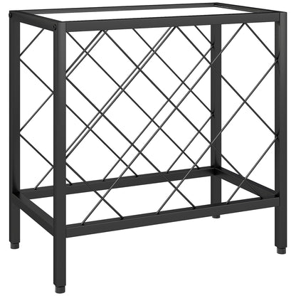Wine Rack for 10 Bottles Wine Rack with Tempered Glass Top and Steel Frame for Living Room Dining Room 41x22x41 cm Black