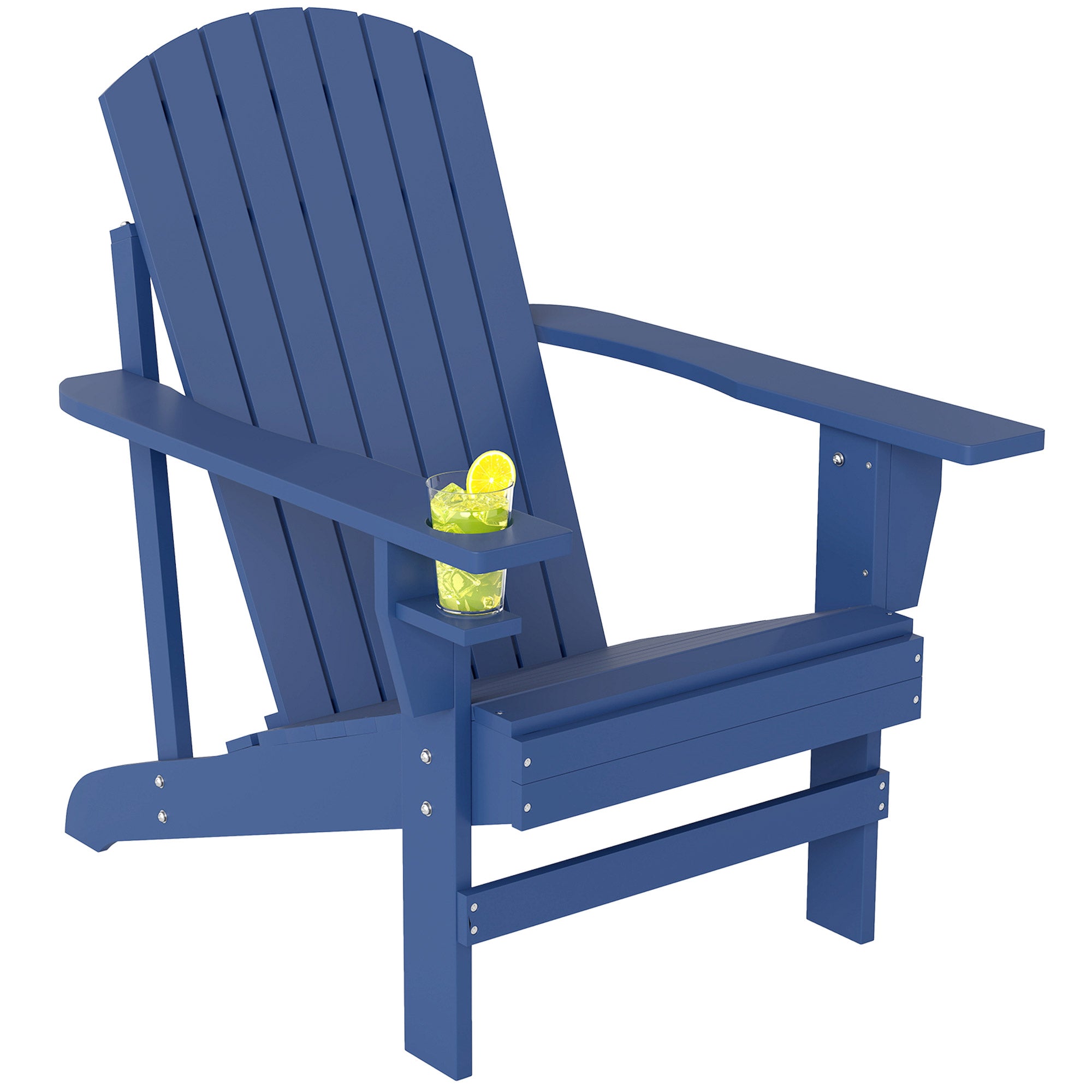 Adirondack Garden Chair with Cup Holder Patio Lounge Chair Solid Wood Blue 72 x 94 x 93 cm