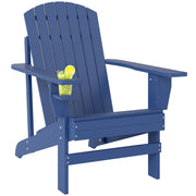 Adirondack Garden Chair with Cup Holder Patio Lounge Chair Solid Wood Blue 72 x 94 x 93 cm