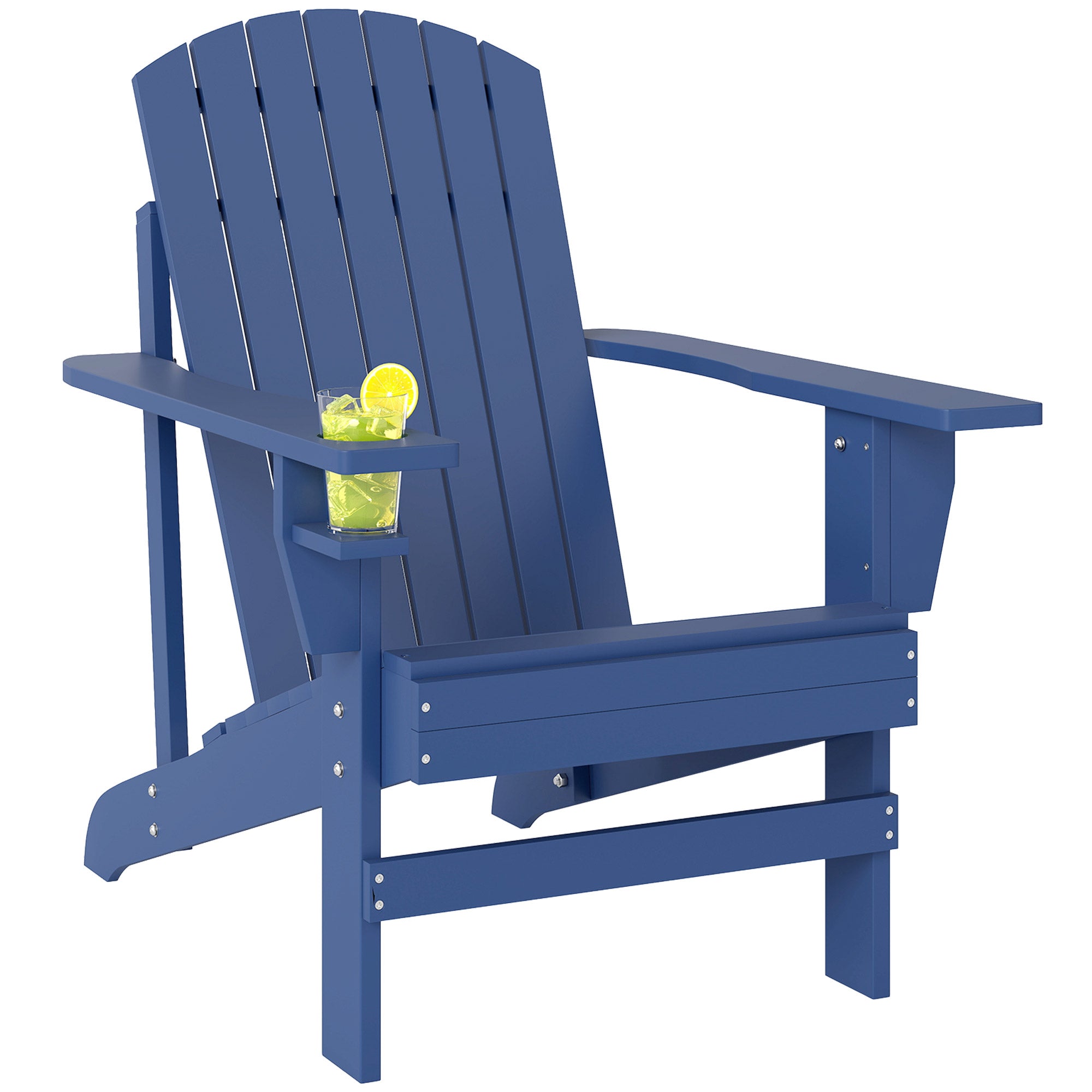 Adirondack Garden Chair with Cup Holder Patio Lounge Chair Solid Wood Blue 72 x 94 x 93 cm