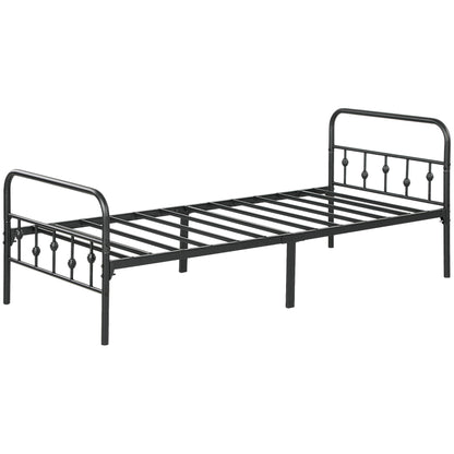 Bed Frame 206.9x91.8 cm Foldable Metal Bed Guest Bed with Slats for Bedroom Guest Room Black