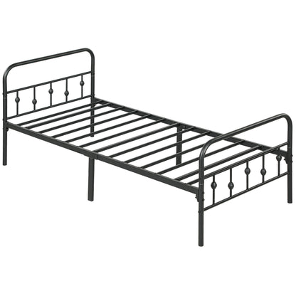 Bed Frame 206.9x91.8 cm Foldable Metal Bed Guest Bed with Slats for Bedroom Guest Room Black