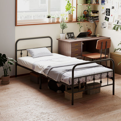 Bed Frame 206.9x91.8 cm Foldable Metal Bed Guest Bed with Slats for Bedroom Guest Room Black