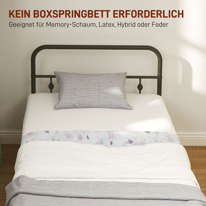 Bed Frame 206.9x91.8 cm Foldable Metal Bed Guest Bed with Slats for Bedroom Guest Room Black