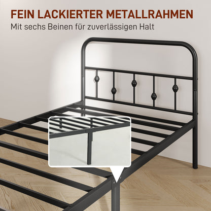 Bed Frame 206.9x91.8 cm Foldable Metal Bed Guest Bed with Slats for Bedroom Guest Room Black