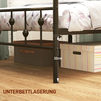 Bed Frame 206.9x91.8 cm Foldable Metal Bed Guest Bed with Slats for Bedroom Guest Room Black