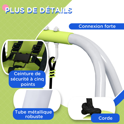2-in-1 Children's Swing Set with 5-Point Safety Belt, Indoor/Outdoor Kids Swing, Easy to Assemble and Store, Green