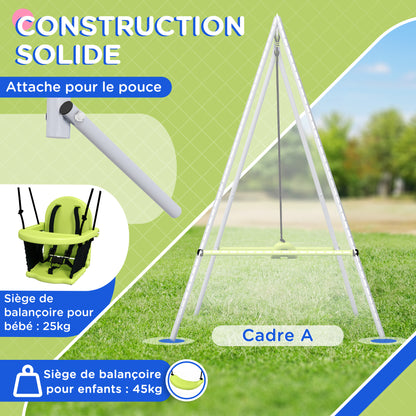 2-in-1 Children's Swing Set with 5-Point Safety Belt, Indoor/Outdoor Kids Swing, Easy to Assemble and Store, Green