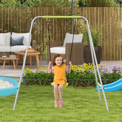 2-in-1 Children's Swing Set with 5-Point Safety Belt, Indoor/Outdoor Kids Swing, Easy to Assemble and Store, Green
