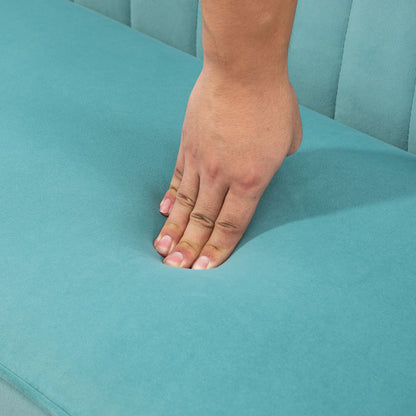 2-Seater Sofa, Small Loveseat with Velvet-Look Upholstery — Modern Upholstered Sofa for Living Room, Bedroom, Small Spaces, Green, 46.1 x 22.2 x 30.3 in