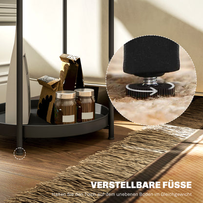 Side Table Round Coffee Table with 2 Shelves, Living Room Table made of Steel, Bedside Table Side Table Coffee Table for Living Room Bedroom 44 x 44 x 56 cm Black