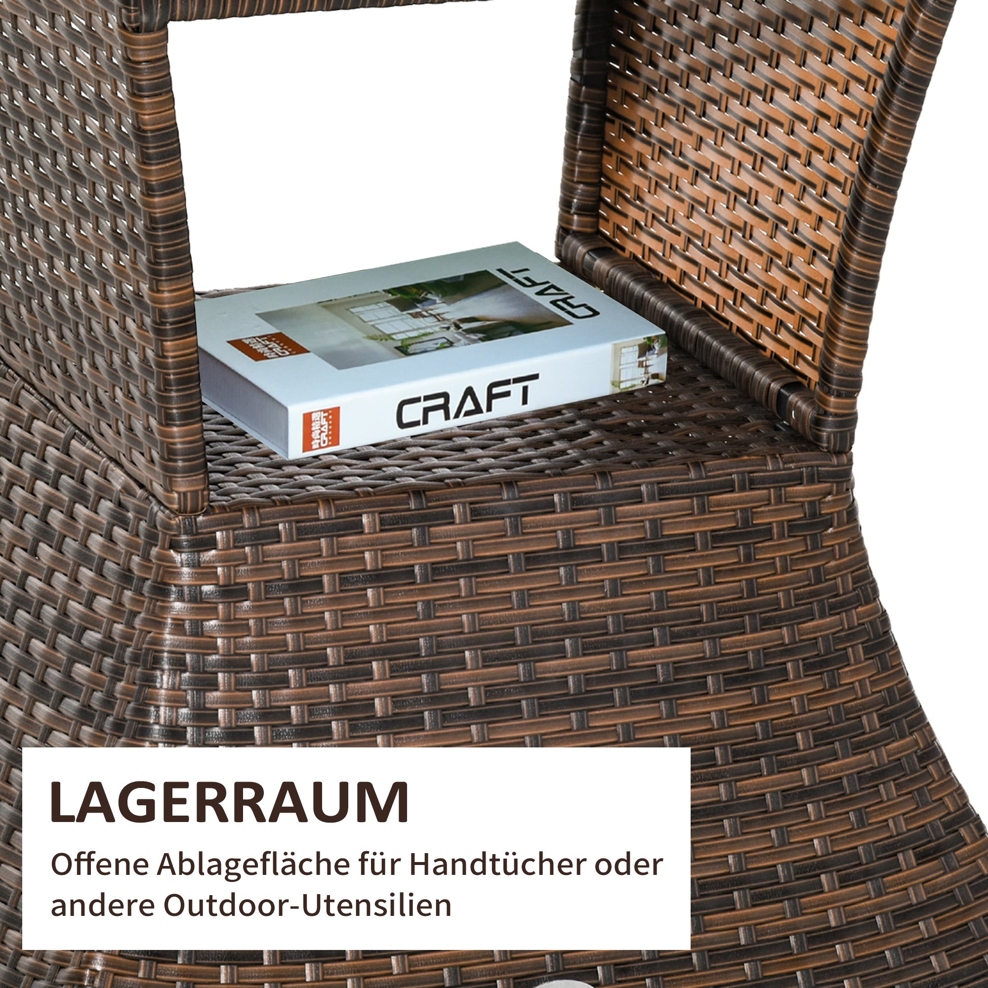 Garden Side Table Umbrella Stand Garden Furniture Terrace Pool Polyrattan Brown 54 x 54 x 55 cm