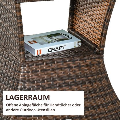 Garden Side Table Umbrella Stand Garden Furniture Terrace Pool Polyrattan Brown 54 x 54 x 55 cm