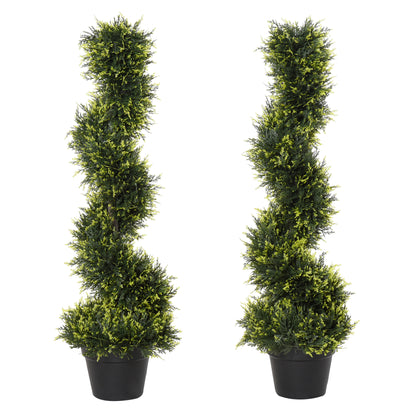 Set of 2 large artificial cedar trees 90 cm artificial plant, plastic artificial cedar plants in pots, spiral plant realistic for living room bedroom office garden modern decoration