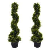 Set of 2 large artificial cedar trees 90 cm artificial plant, plastic artificial cedar plants in pots, spiral plant realistic for living room bedroom office garden modern decoration
