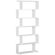Bookcase Shelf 6 Shelves Wood S Shape 80x24x191 cm Shelves White
