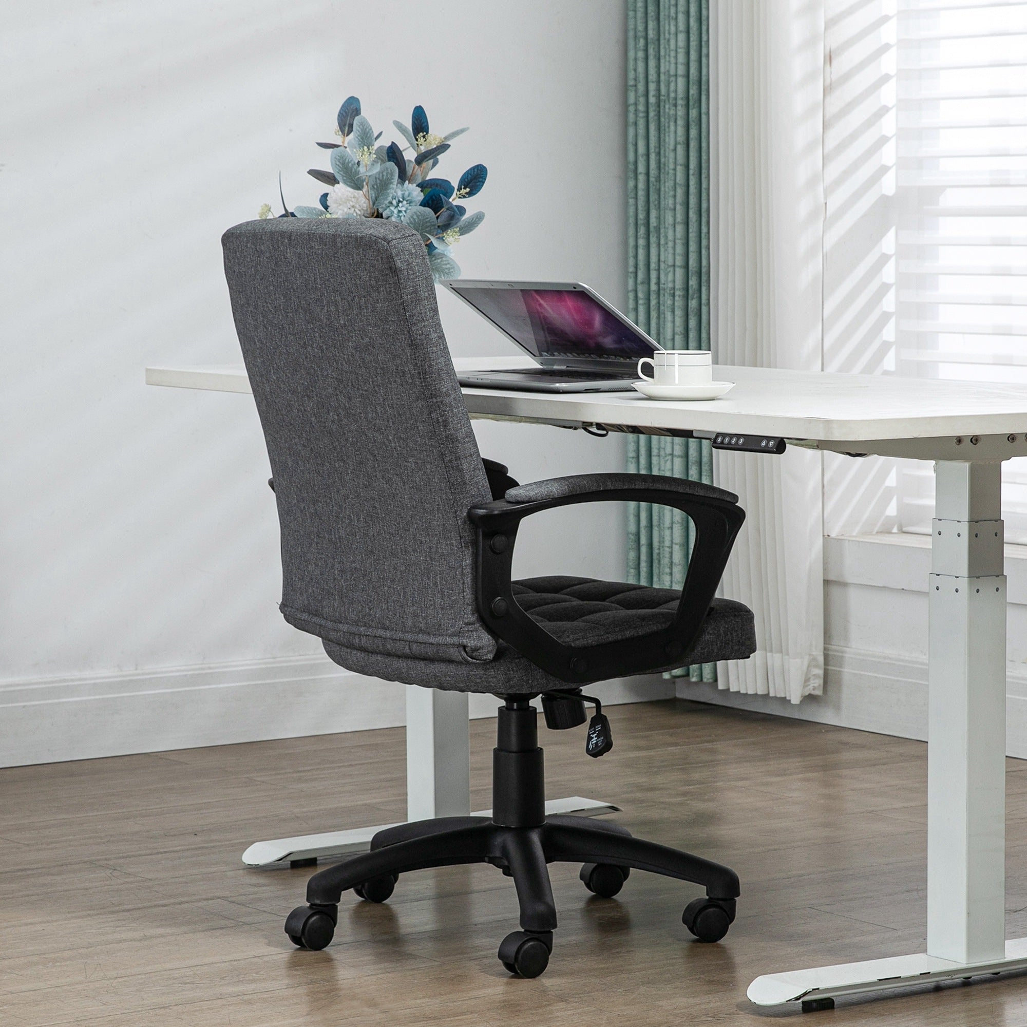 Office Chair Swivel Desk Chair with Adjustable Height and Armrests Modern Style 120 kg Load Capacity for Study 59x63x96-105.5 cm Dark Gray