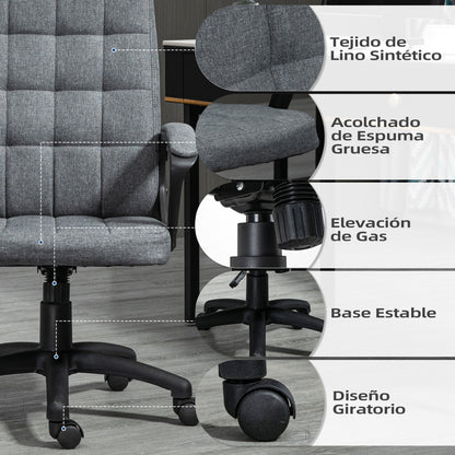 Office Chair Swivel Desk Chair with Adjustable Height and Armrests Modern Style 120 kg Load Capacity for Study 59x63x96-105.5 cm Dark Gray