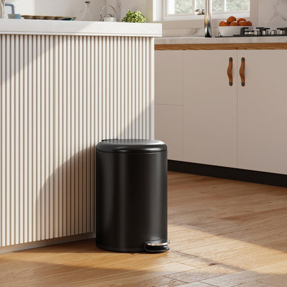 20 L (5.3 gal) Fingerprint-Resistant Metal Trash Can with Soft-Close Lid, Foot Pedal & Removable Inner Bin — Black
