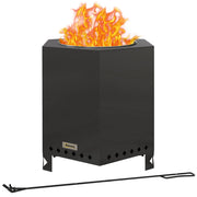 Fire Pit, Smokeless Table Fire, Fire Pit with Poker, Fire Basket for Garden, Camping, Patio, Metal, Black