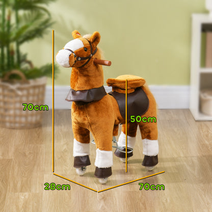 Children's Ride-On Horse, Horse on Wheels, with Raised Saddle, Sound Effect, for Children 3-5 Years Old, Max Load 60 kg, Brown