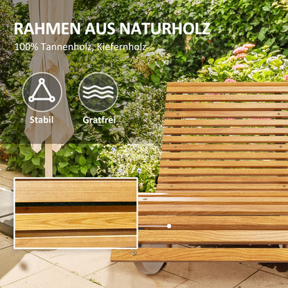 Rocking Chair, Rocking Lounger Wood, Garden Lounger, Ergonomic Swing Chair with S-Shape, Tilt Protection, up to 120 kg Load Capacity for Balcony, Terrace, Teak, 130 x 60 x 60 cm