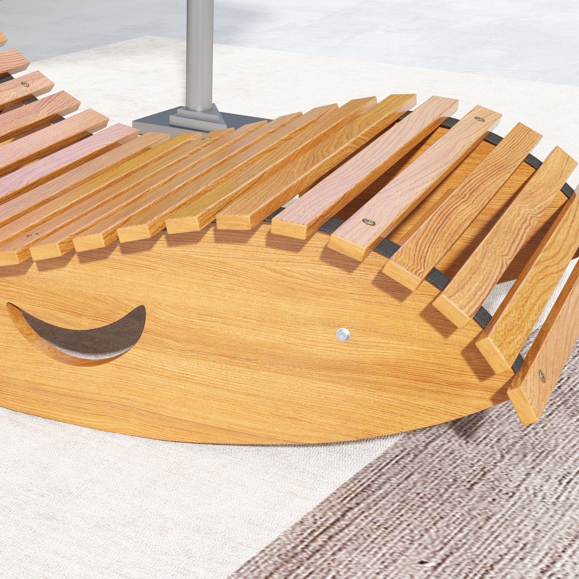 Rocking Chair, Rocking Lounger Wood, Garden Lounger, Ergonomic Swing Chair with S-Shape, Tilt Protection, up to 120 kg Load Capacity for Balcony, Terrace, Teak, 130 x 60 x 60 cm
